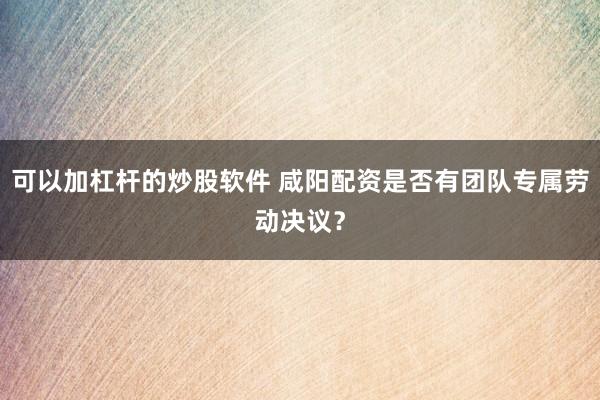 可以加杠杆的炒股软件 咸阳配资是否有团队专属劳动决议？